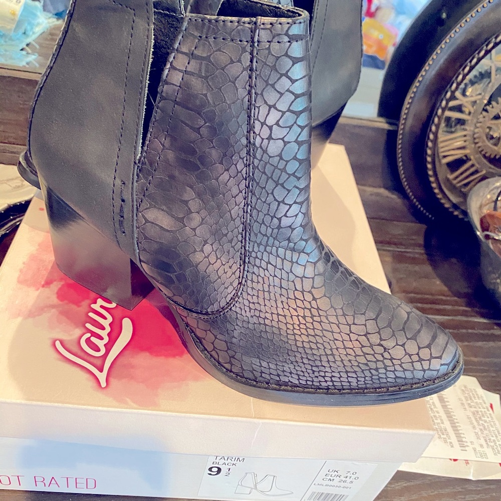 Tarim Iridescent Snake Bootie by Laura Marano